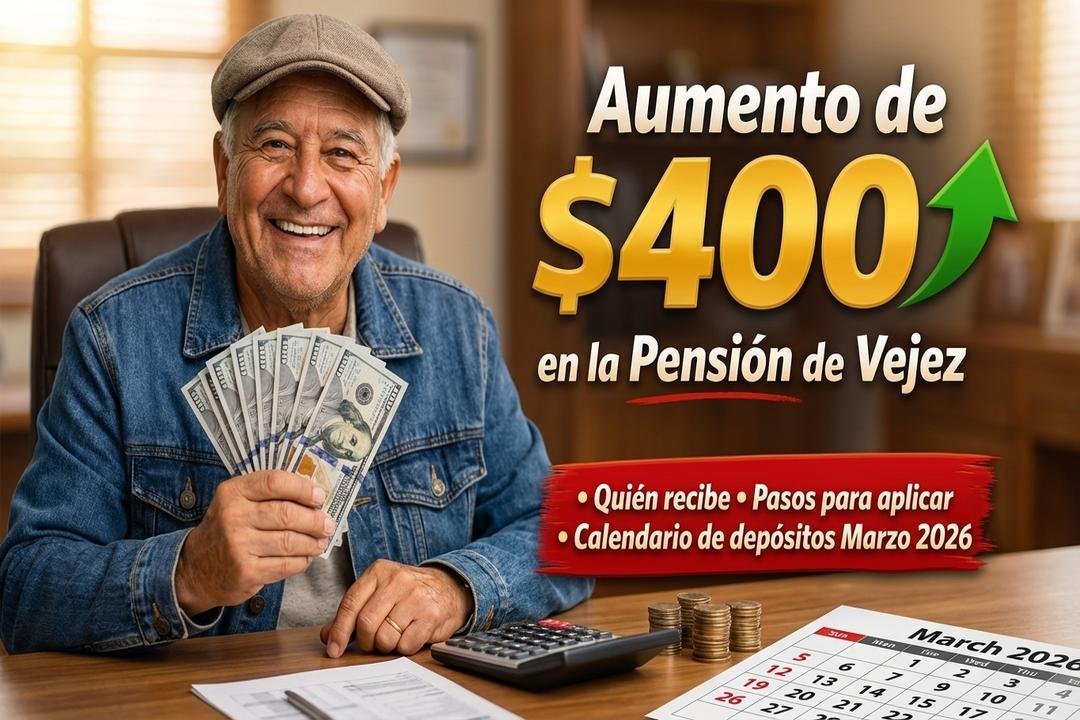 Aumento de $400 en la Pensión de Vejez — quién recibe, pasos para aplicar y calendario de depósitos marzo 2026