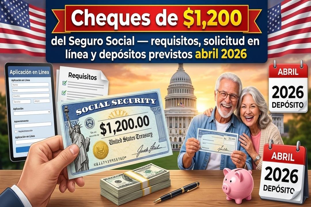 Cheques de $1,200 del Seguro Social — requisitos, solicitud en línea y depósitos previstos abril 2026